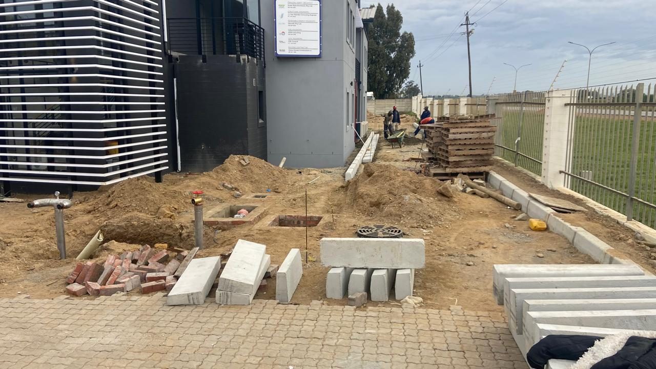 Kerbs and stormwater drainage being installed